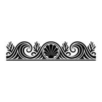 Black Decorative Border with Seashell and Wave Motif. vector