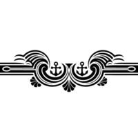 Nautical Ornament Anchor, Wave, and Scroll. vector