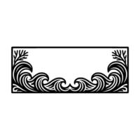 Black Wave Ornamented Frame, Minimalist Element. vector