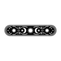 Celestial Black and White Border Element, Moon Stars. vector