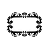 Elegant Black White Decorative Frame with Seashell Elements. vector
