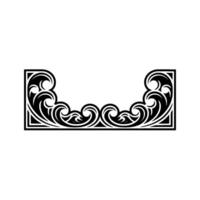 Elegant Black White Decorative Border with Swirls and Geometric Lines. vector