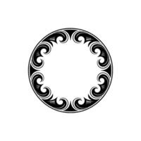 Elegant Black White Circular Ornament, Abstract Frame. vector