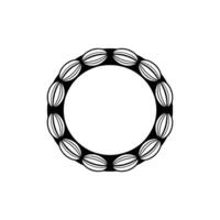 Minimalist Black Circle Ornament on White Decorative Border. vector