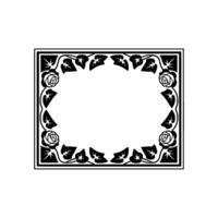 Elegant Floral Frame in Black and White - Art Nouveau Style. vector