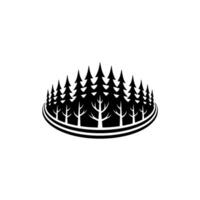Minimalist Silhouette Forest Emblem on White Background. vector