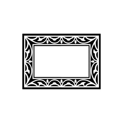 Elegant Black White Frame on Clean White Background.