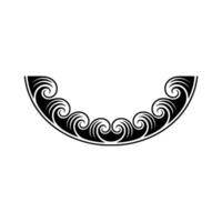 Semicircle Ornament with Swirls Elegant Black and White. vector