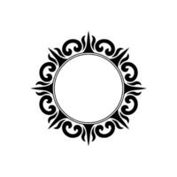 Elegant Black Circular Frame with Decorative Swirls on White Background. vector