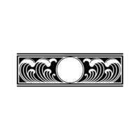 Elegant Wave Crest Frame with Circle Black White. vector