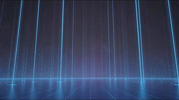 Abstract futuristic digital space with glowing light beams reflecting on floor video