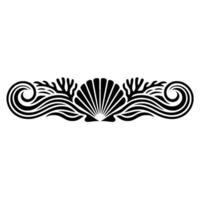 Elegant Black White Seashell and Wave Border. vector