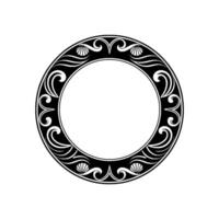 Elegant Circular Frame with Seashell and Swirl Motifs. vector