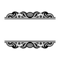 Elegant Black White Decorative Frame with Seashells and Swirls. vector