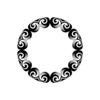 Abstract Black Swirl Circle Frame on White. vector
