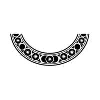 Black White Crescent Pattern with Stars and Circles. vector