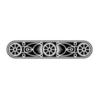 Abstract Geometric Gears Ornament, Black and White, Minimalist. vector