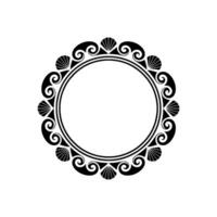 Elegant Circular Frame with Shells and Scrollwork. vector