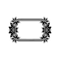 Floral Frame Illustration, Black and White, Ornamental. vector