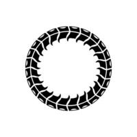 Abstract Tire Tread Circle, Bold Black on White. vector