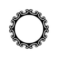 Elegant Circular Decorative Frame, Black Swirl Border on White Background. vector