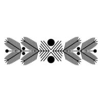 Minimalist Foliage Border , Black and White, Geometric Style. vector