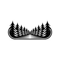Stylized Forest Path , Monochrome, Minimalist. vector