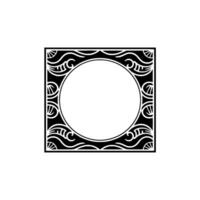 Decorative Black and White Square Frame with Round Interior. vector