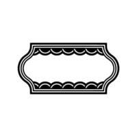 Elegant Black White Label Frame, Decorative Scallops, Vintage Style. vector