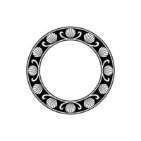 Elegant Black and White Decorative Circle Frame, Shell Motif. vector