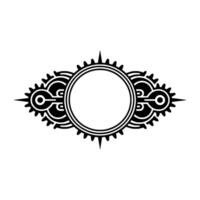 Geometric Art Deco Frame, Black and White, Empty Circle. vector