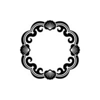Elegant Black White Shell Frame, Minimalist. vector