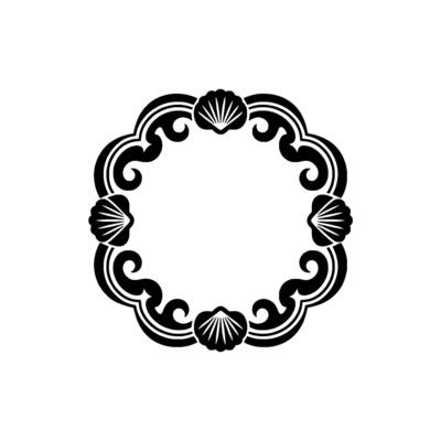 Elegant Black White Shell Frame, Minimalist.