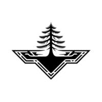 Minimalist Black Tree with Geometric Abstract Shape. vector