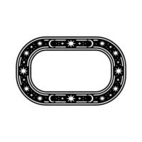 Celestial Oval Frame Black and White Minimalist - . vector