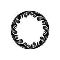 Elegant Black and White Floral Circle Border. vector