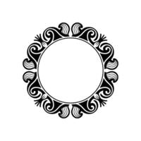 Elegant Black Circular Frame with Ornamental Swirls on White. vector