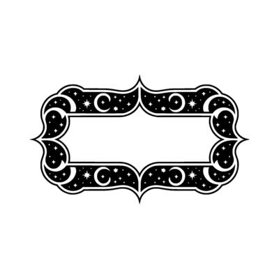 Celestial Frame Elegant Black White for Labels Invitations.