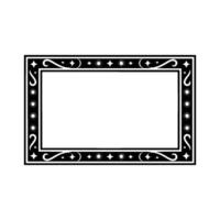 Elegant Decorative Black Frame with Sun, Star and Curve Elements. vector