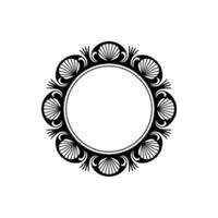 Elegant Circular Frame with Shell and Scroll. vector