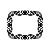 Elegant Black Floral Frame on White Background, Decorative Border. vector