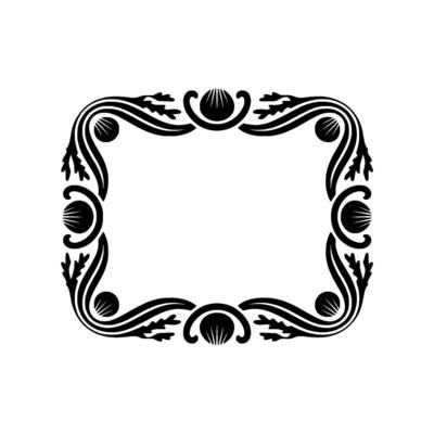 Elegant Black Floral Frame on White Background, Decorative Border.