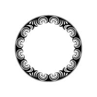 Elegant Circular Swirl Frame in Black and White on Light Gray Background. vector