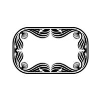 Elegant Art Deco Frame with Shell Motifs, Black and White. vector