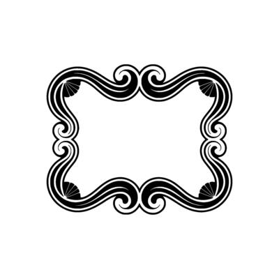 Ornate Art Deco Frame, Black and White, Isolated.
