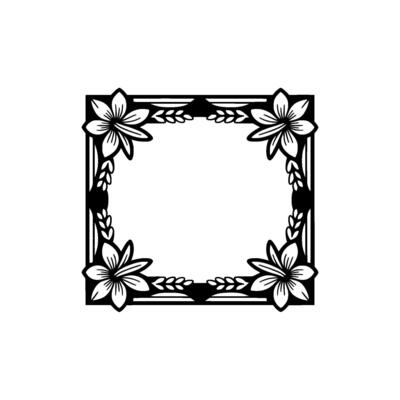 Floral Laser Cut Square Frame, Decorative Border.