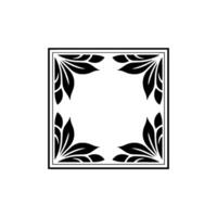 Elegant Black and White Leaf Frame Decorative Border for Invitations, Designs. vector