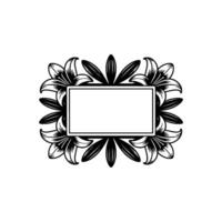 Elegant Floral Frame in Black and White - ,-.. vector
