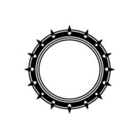 Spiked Circle Frame Minimalist, Bold Element on White. vector