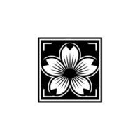 Minimalist Cherry Blossom in Square Frame, Illustration. vector